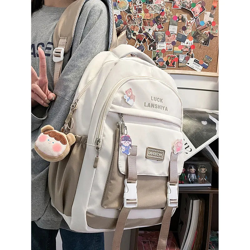 Back To School Backpack, School Backpack Student Teen Girls Solid Ultra-light Nylon Kids School Bag