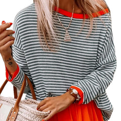 Striped Round Neck Loose Pullover Sweater