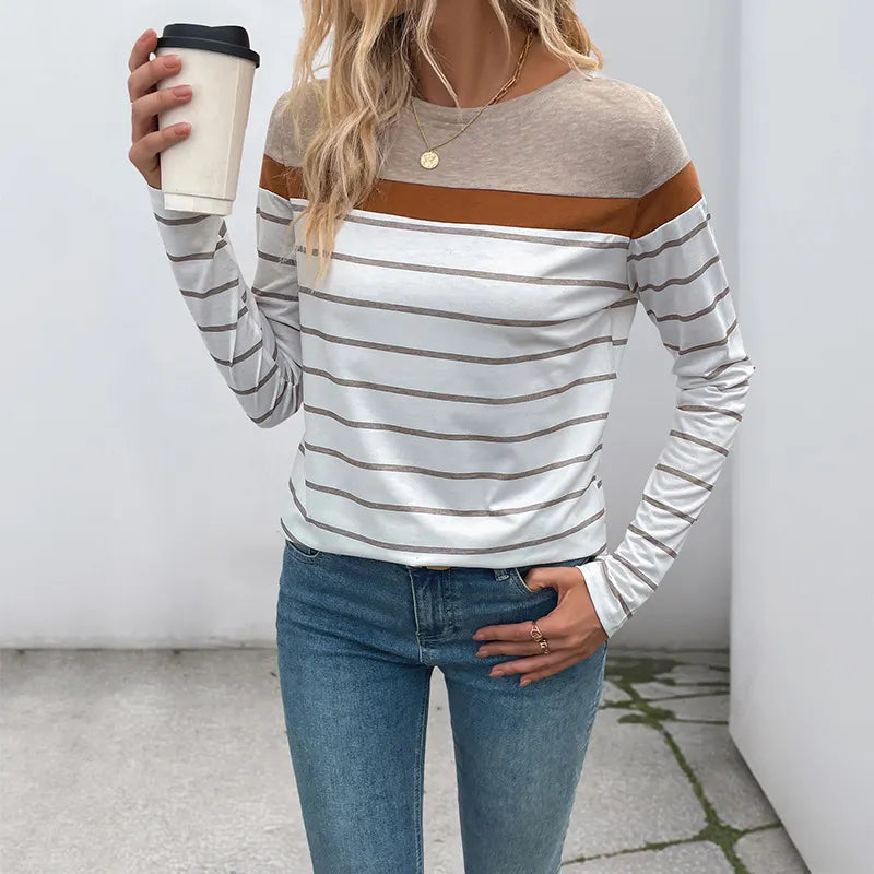 Color Block Stripe Long Sleeve T-Shirt