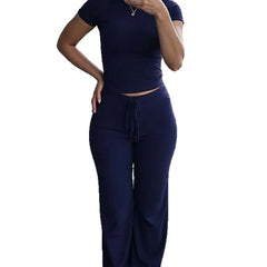Crew Neck Short Sleeve Ruched Crop Top