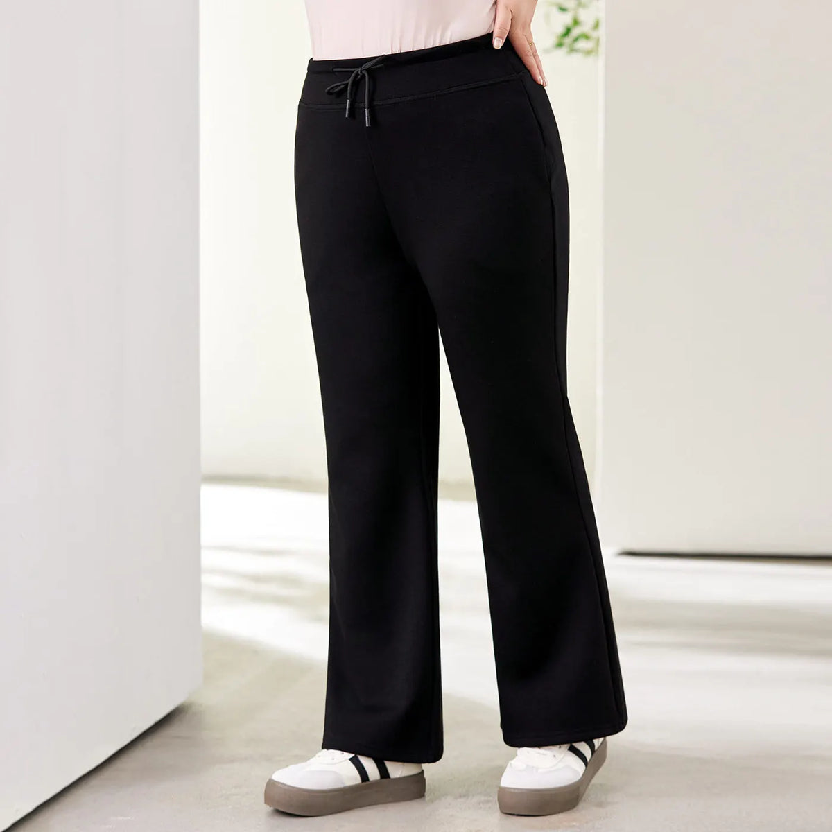 High Waist Plus Size Wide Leg Long Pants