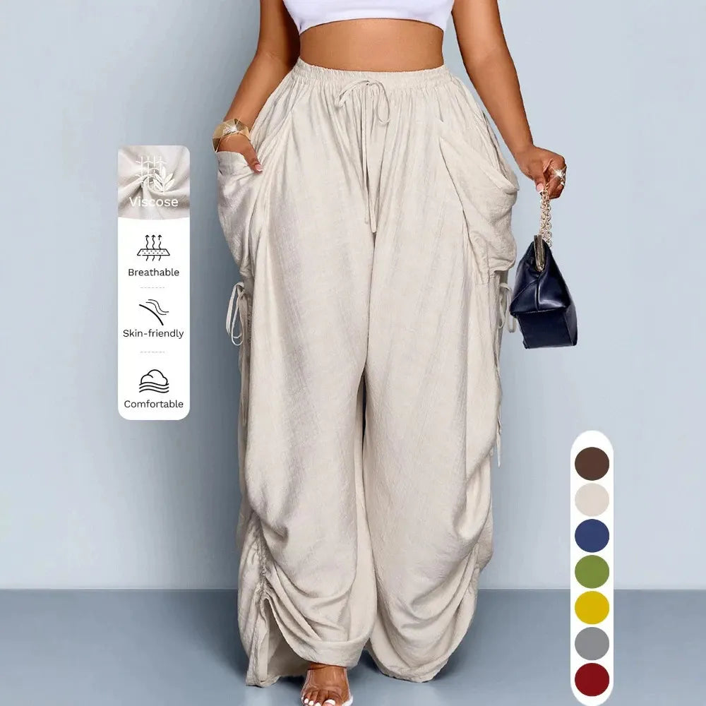 Plus Size High Waisted Wide Leg Pants