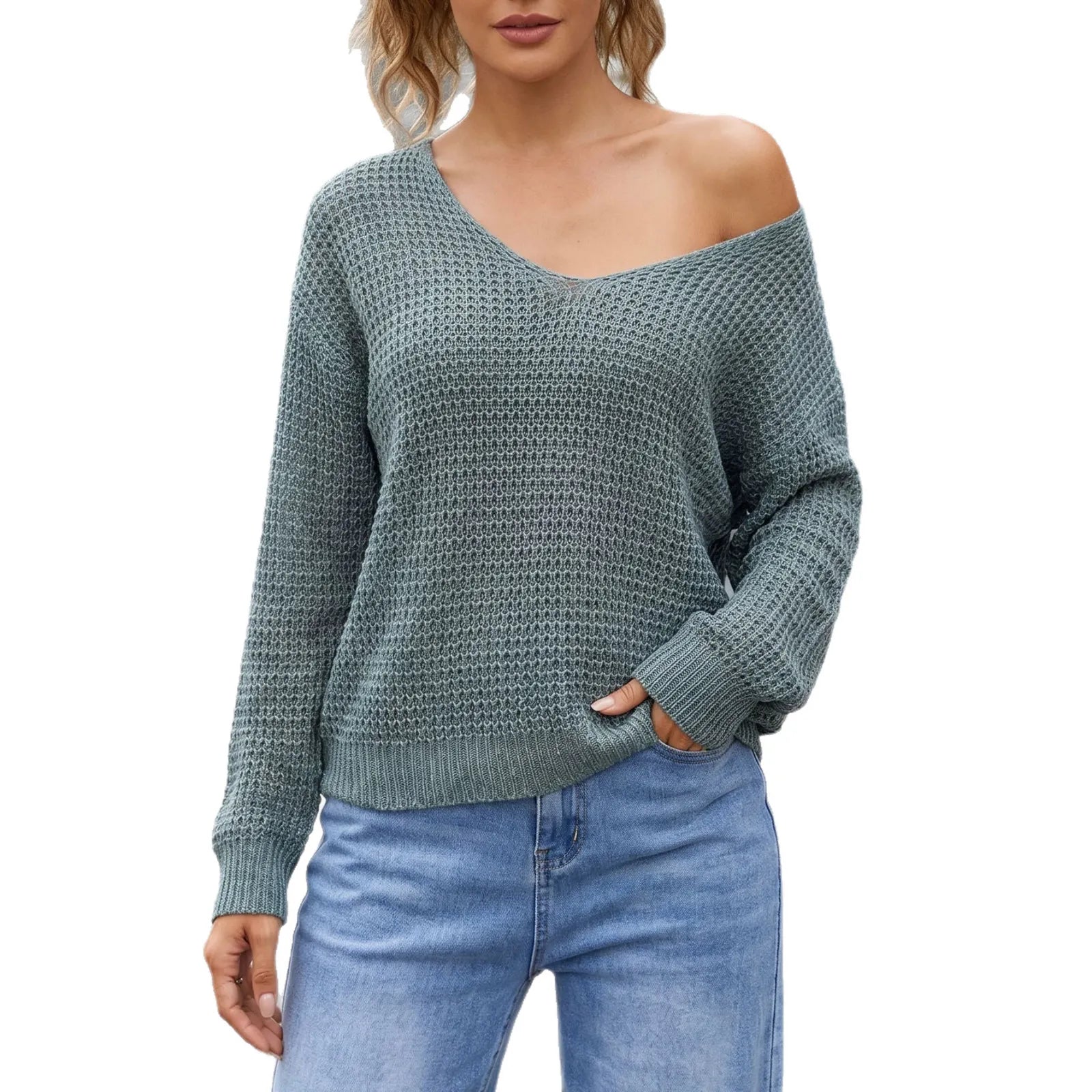 Trendy Back Cutout Tie Knit Pullover Long Sleeve Cropped Statement Sweater for Women