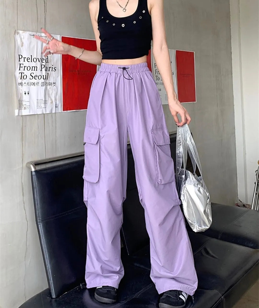Drawstring Waist Cargo Pants