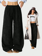 Corduroy Drawstring Loose Wide Leg Pants