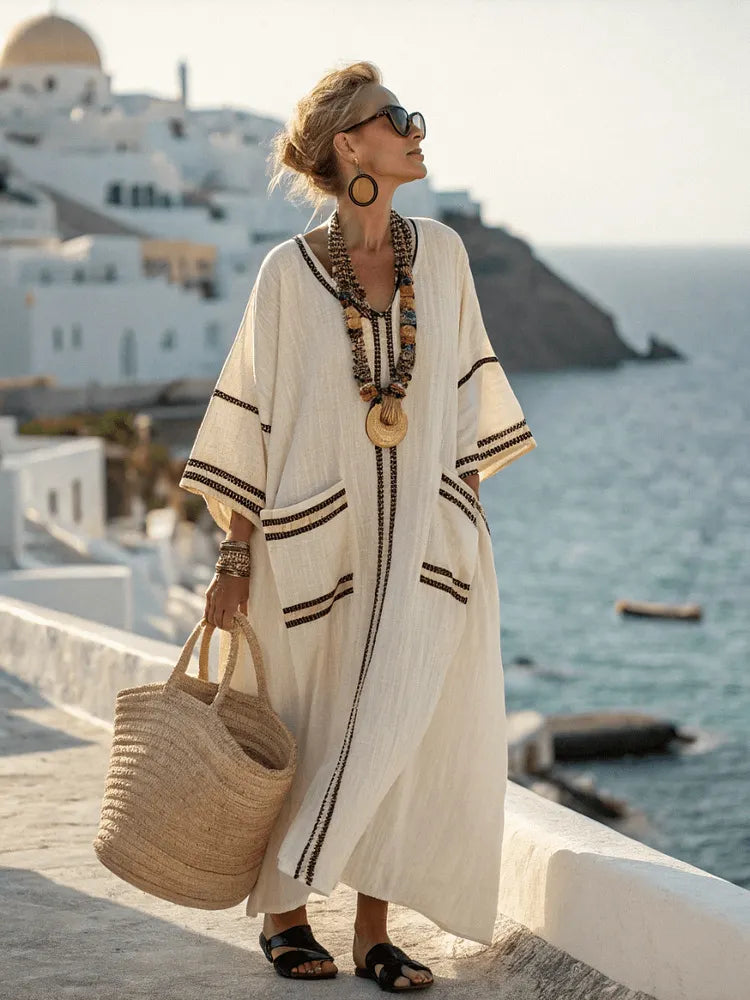 Striped Caftan Maxi Dress