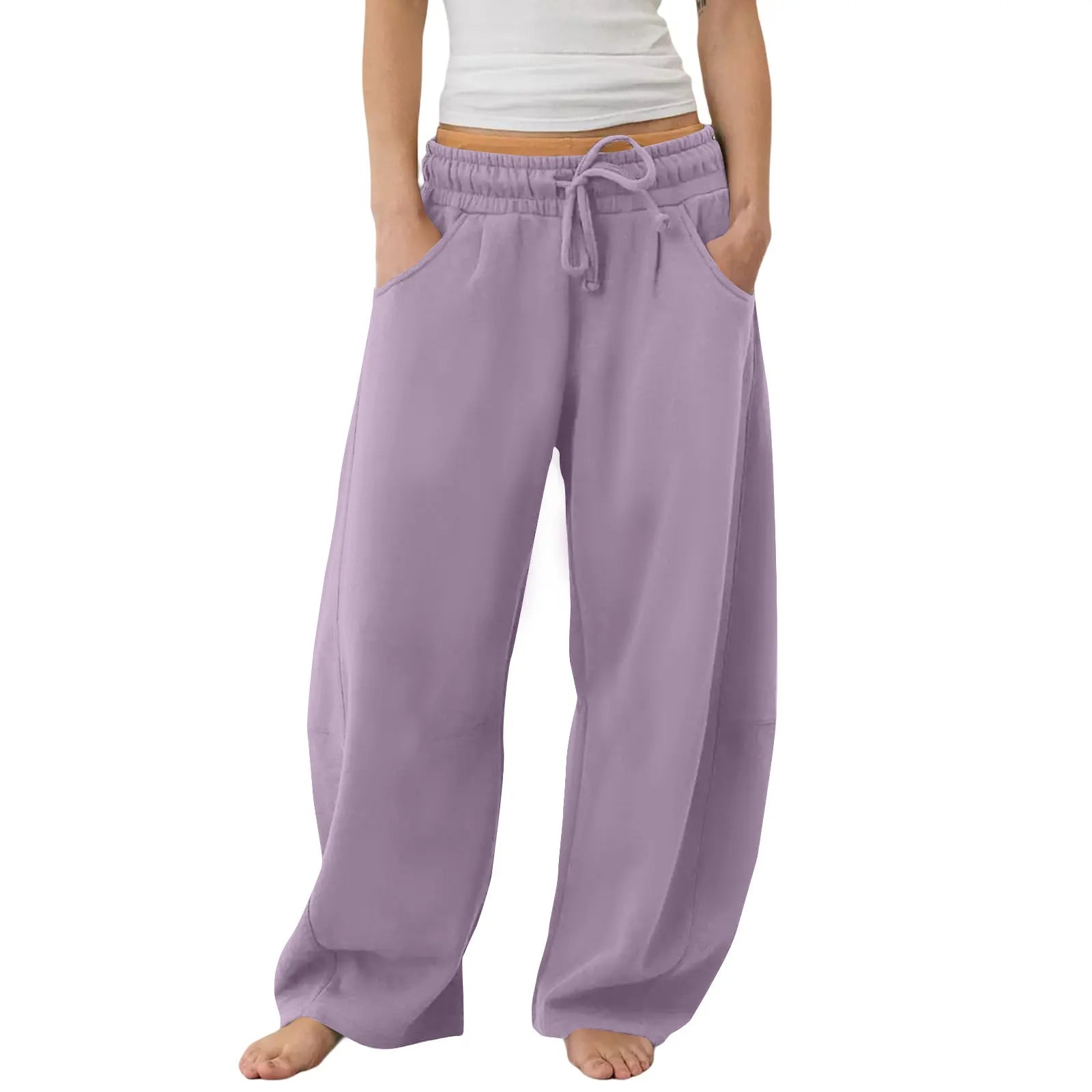 Mid Waist Drawstring Loose Sweatpants