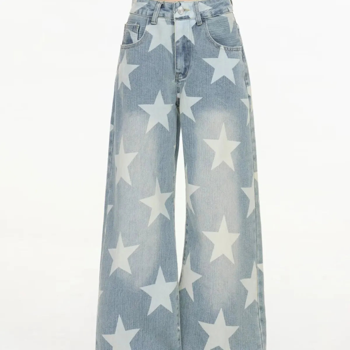 Star Print Baggy Wide Leg Jeans