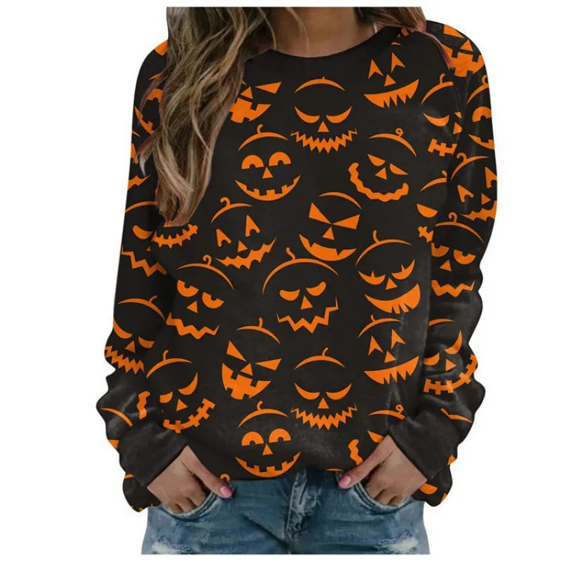 Halloween Bat Print Crew Neck Sweatshirt