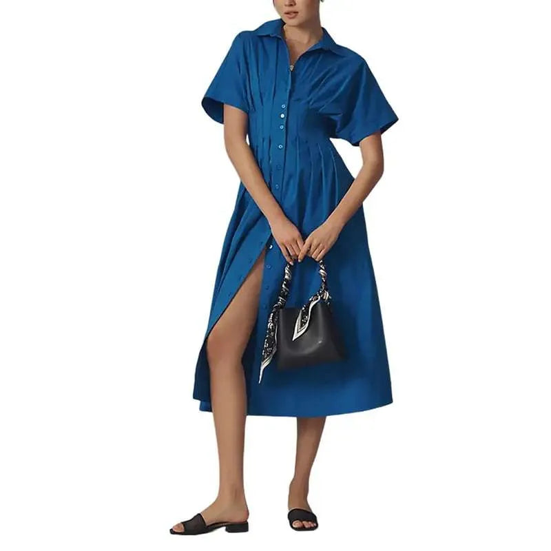Button Front Shirt Midi Dress