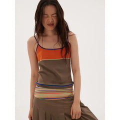 Contrast Trim Color Block Thin Strap Cami Top
