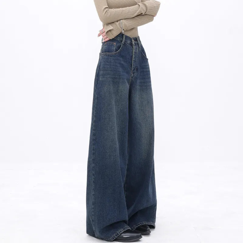 Dark Vintage Wide Leg Denim Pants