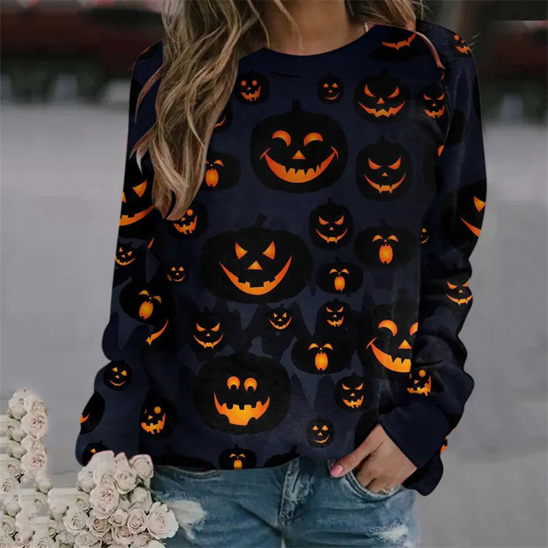 Halloween Bat Print Crew Neck Sweatshirt