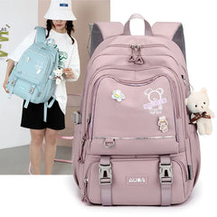 Back To School Backpack, School Backpack Student Teen Girls Cute Waterproof Nylon School Bag