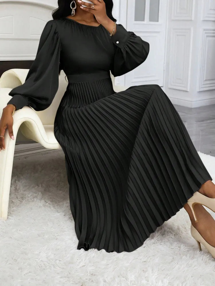 Satin Pleated Midi Dress