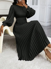 Satin Pleated Midi Dress