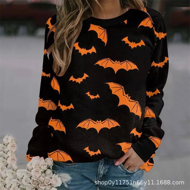 Halloween Tie‑Dye Letter Print Crew Neck Sweatshirt