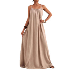 Solid Color Spaghetti Strap Loose Maxi Dress