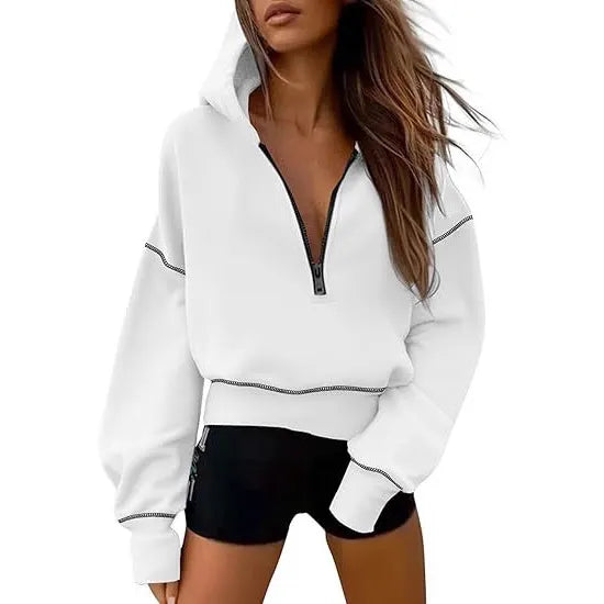 Gold Trim Long Sleeve Pullover Sweatshirt