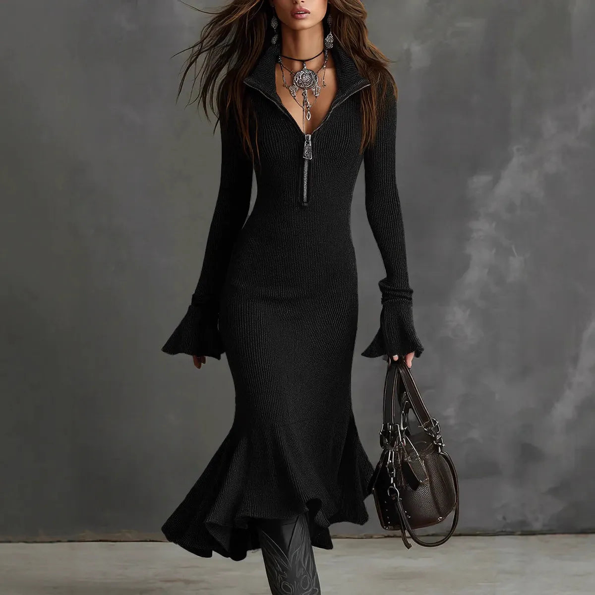 Ribbed Knit Mermaid Dress