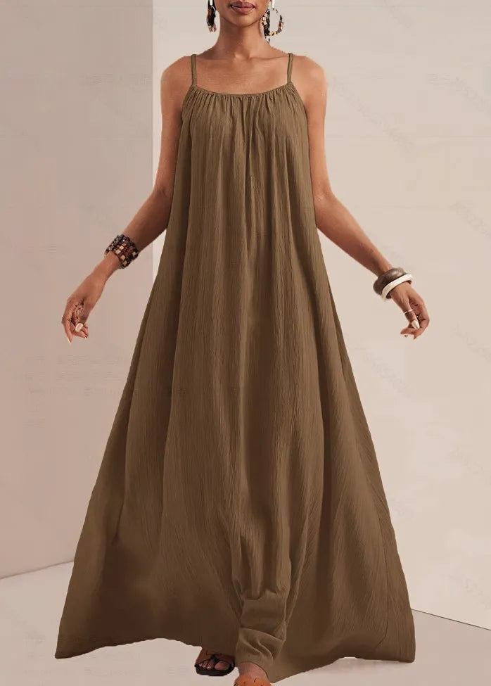 Solid Color Spaghetti Strap Loose Maxi Dress
