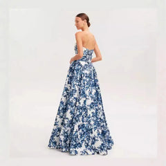 Floral Strapless Ball Gown Maxi Dress