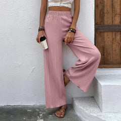 Wide Leg Pants, High Waist Elastic Casual Flowy Trousers