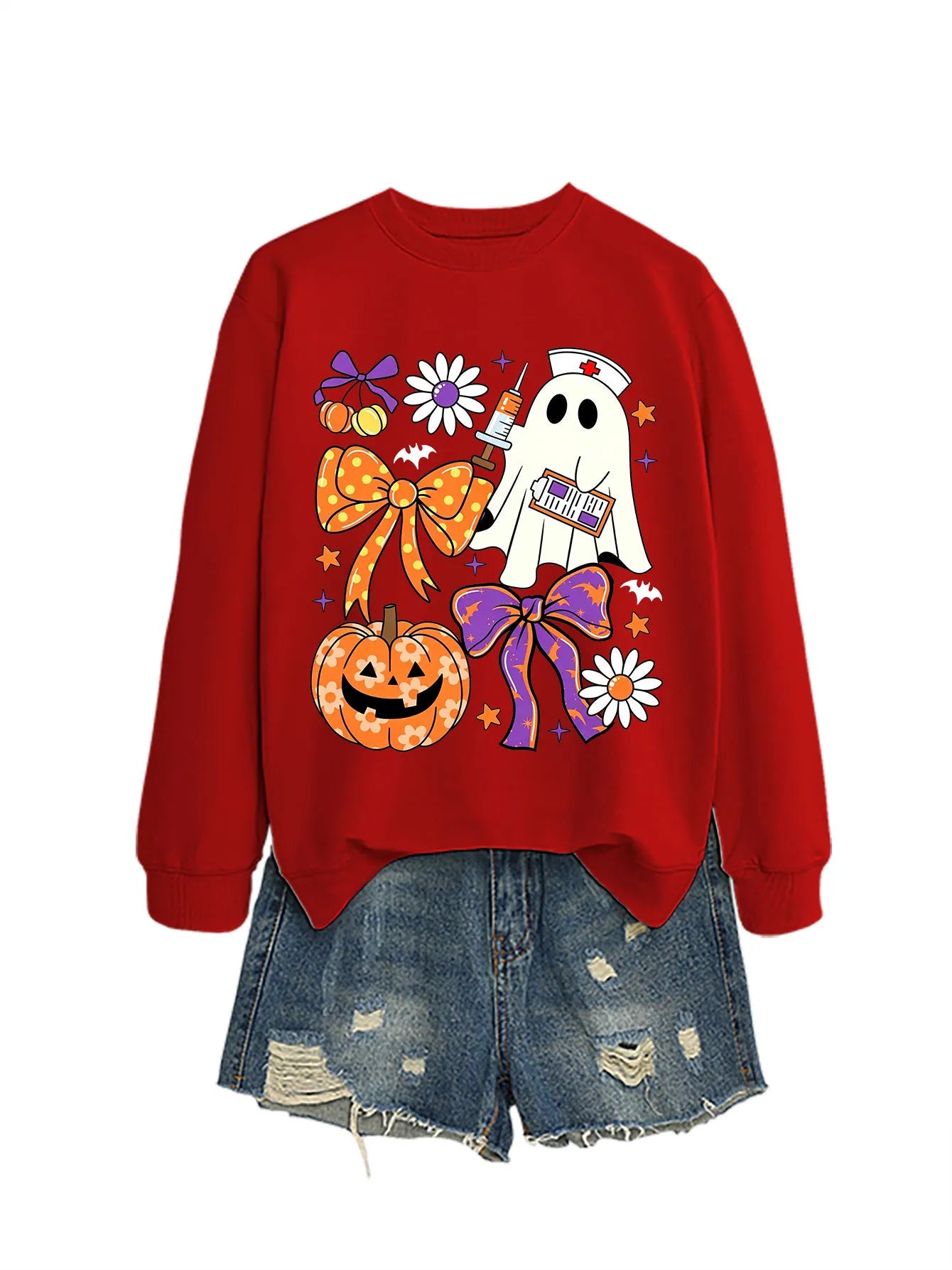 Nurse Ghost Halloween Crewneck Sweatshirt
