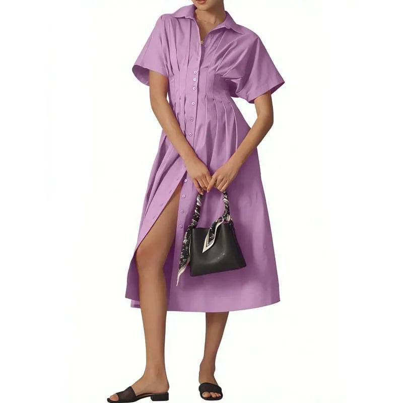 Button Front Shirt Midi Dress