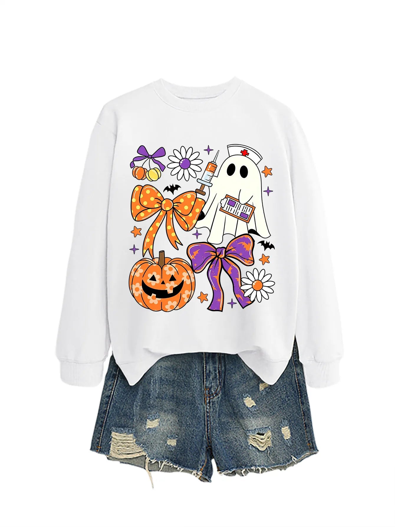 Nurse Ghost Halloween Crewneck Sweatshirt