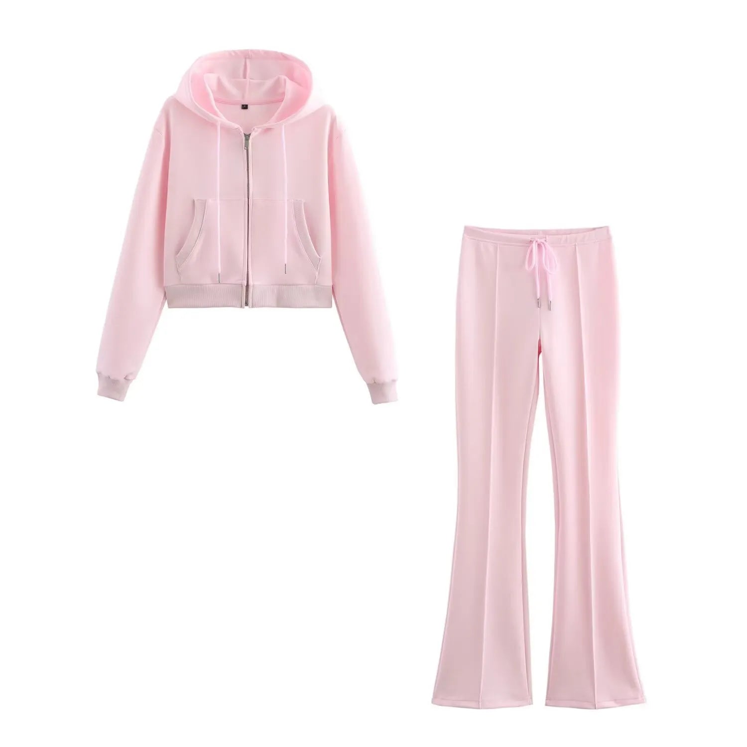 Cropped Hoodie & Flare Sweatpants Set