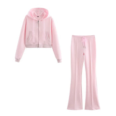 Cropped Hoodie & Flare Sweatpants Set