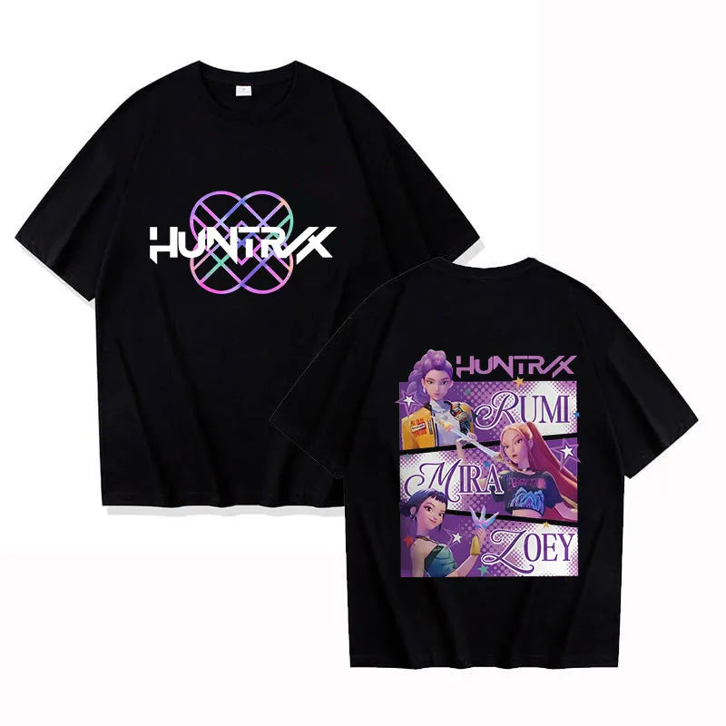 Anime Cartoon Double Sided Print Round Neck Short Sleeve Modal Oversized T-Shirt