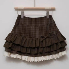 Plaid Tiered Ruffle Mini Skirt