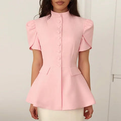 Stand Collar Peplum Top