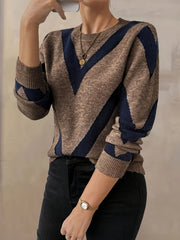 Geometric Chevron Color Block Knit Sweater