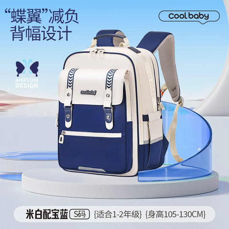 Student Teen Kids Color Block Spine Protection Kids School Bag