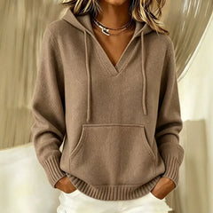 Casual Loose V-Neck Drawstring Pullover Sweater