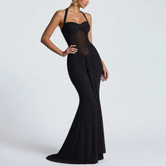 Halter Twist Front Slim Maxi Evening Formal Dress