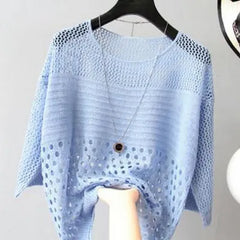 Hollow Out Batwing Sleeve Knit Top