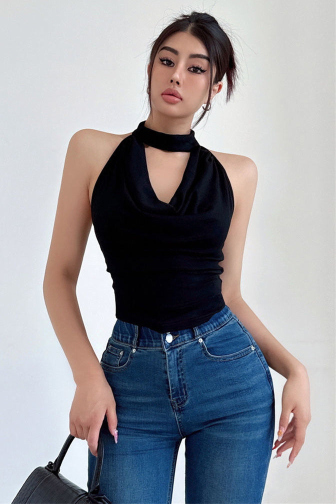 Halter Backless Ruffle Vest Tank Top