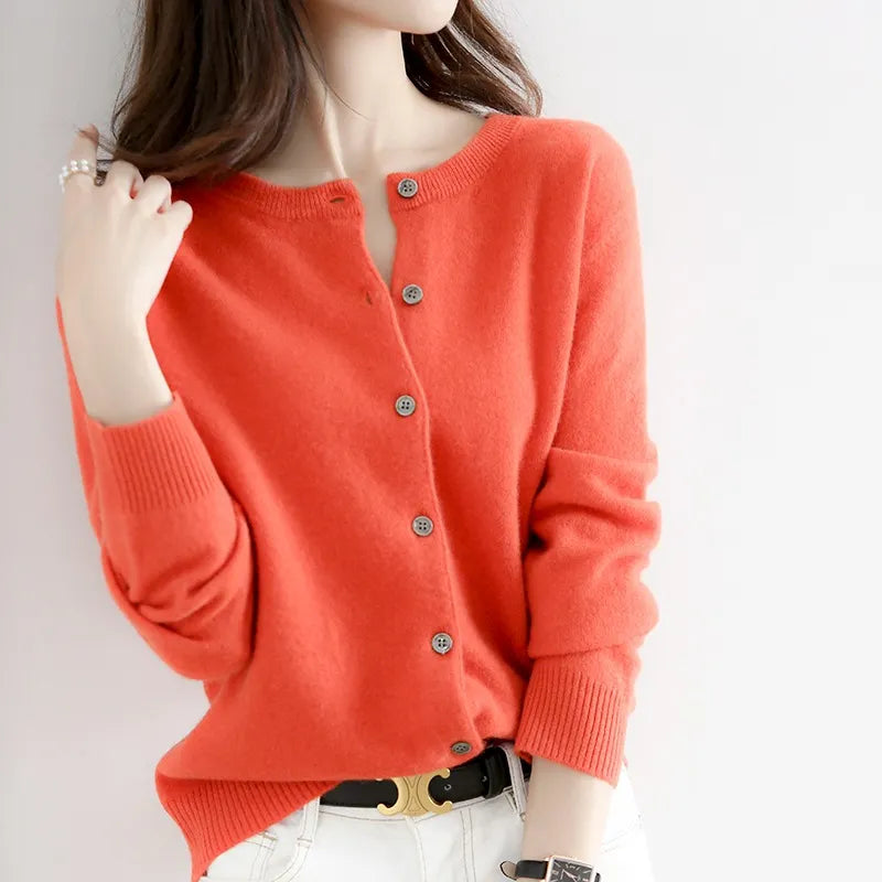 Crew Neck Button Down Sweater