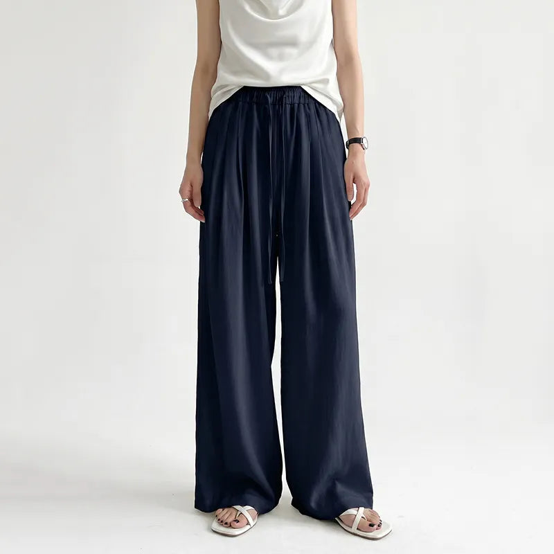 High Waist Drawstring Loose Wide Leg Casual Pants