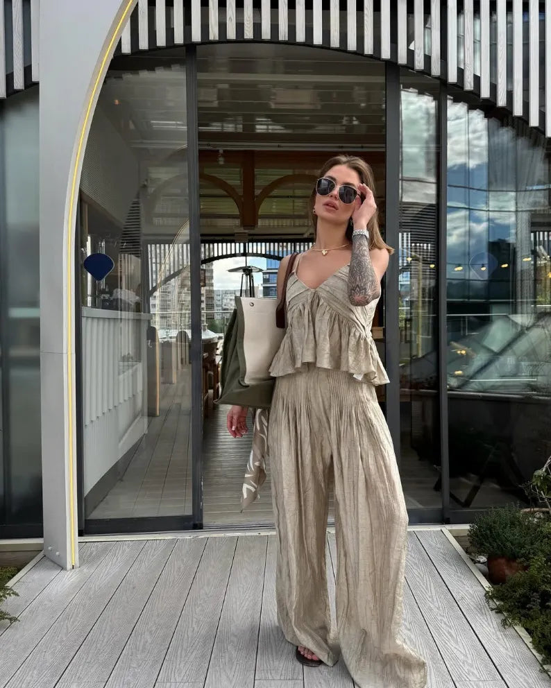Wide Leg Pants 2 Piece Casual Set