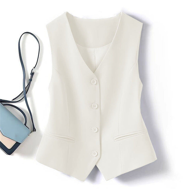 V Neck Button Down Tailored Waistcoat Casual Formal Blazer Vest
