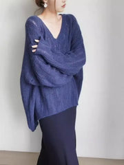 Oversized V‑Neck Loose Knit Sweater