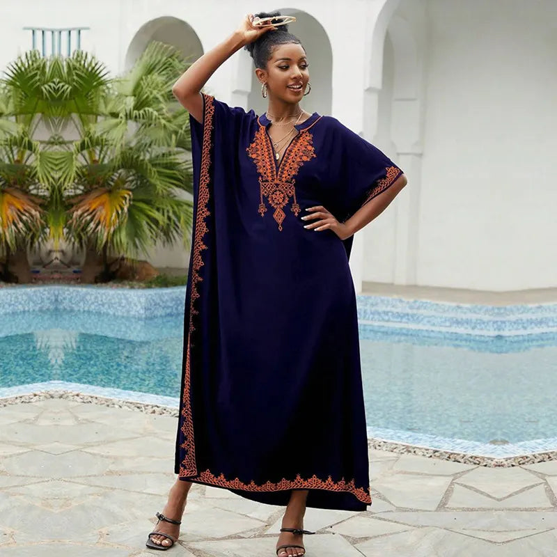 Embroidered Kaftan Maxi Dress