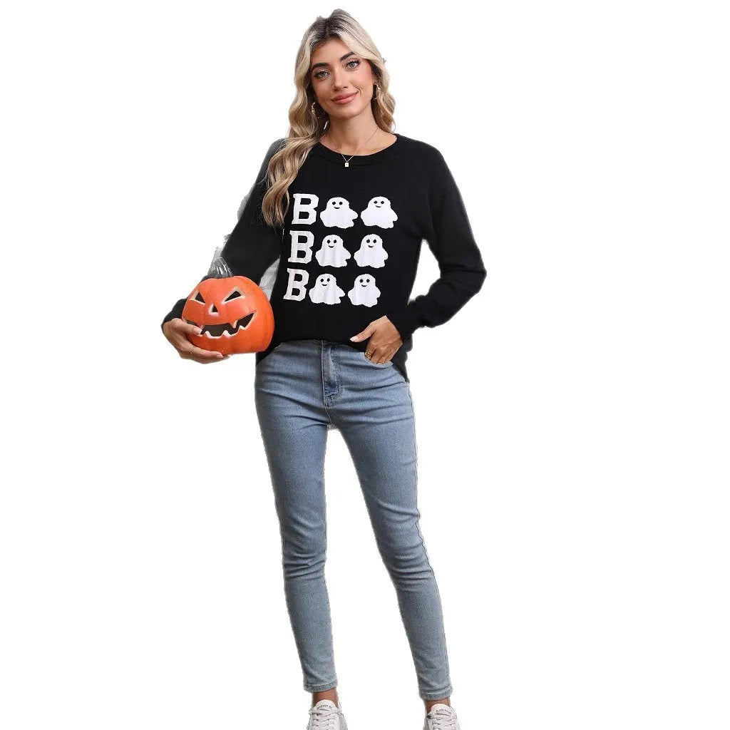 Halloween Boo Ghost Crew Neck Sweater