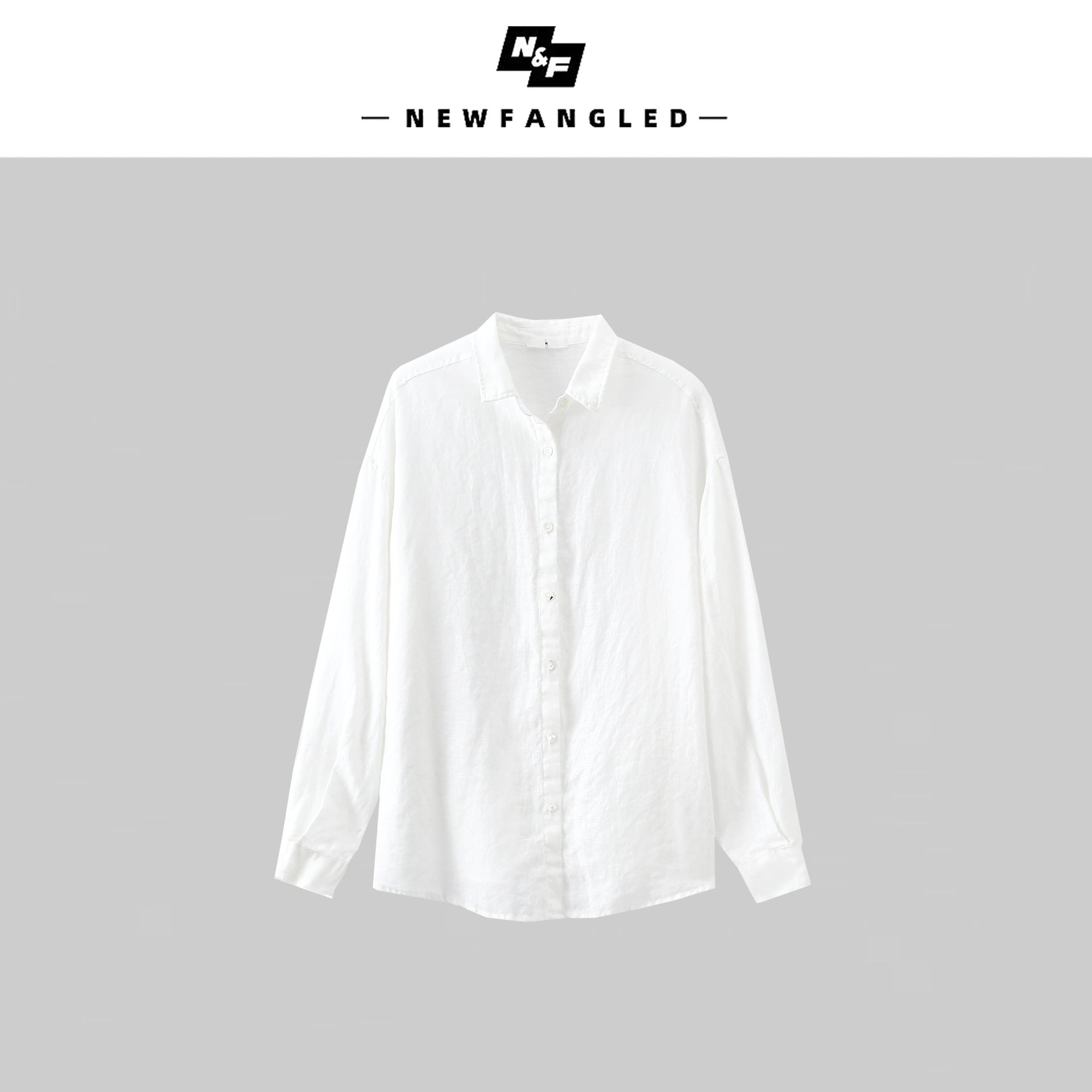 Solid Linen Basic Oversized Collar Long Sleeve Shirt