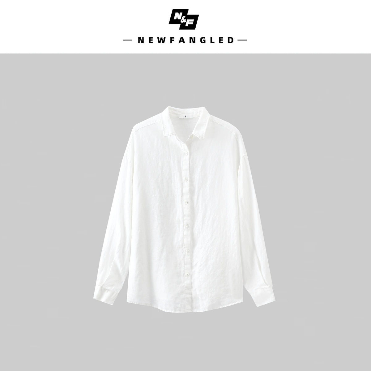 Solid Linen Basic Oversized Collar Long Sleeve Shirt